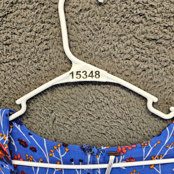 Free People Dress Women‎ Size 10 Blue Floral V-Neck Short Sleeve Minidress - Picture 8 of 8